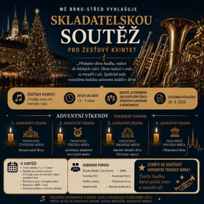 Městská část Brno-střed vyhlašuje skladatelskou soutěž na vánoční fanfáry pro žesťový kvintet